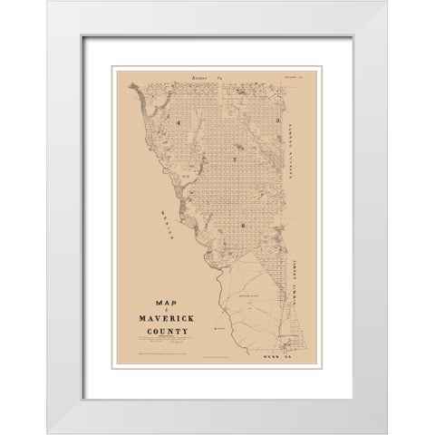 Marverick County Texas - Walsh 1897 White Modern Wood Framed Art Print with Double Matting by Walsh