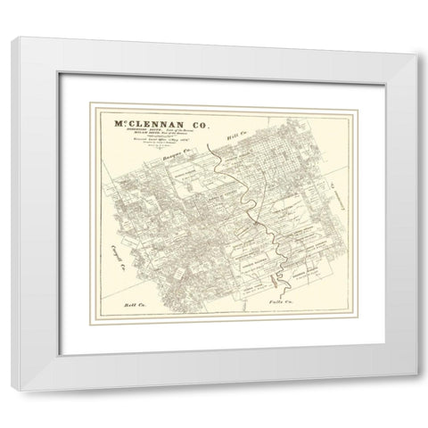 Mclennan Texas Landowner - Land Office 1878 White Modern Wood Framed Art Print with Double Matting by Land Office