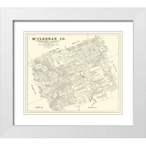 Mclennan Texas Landowner - Land Office 1878 White Modern Wood Framed Art Print with Double Matting by Land Office