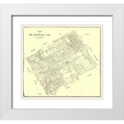Mclennan Texas Landowner - Land Office 1896 White Modern Wood Framed Art Print with Double Matting by Land Office