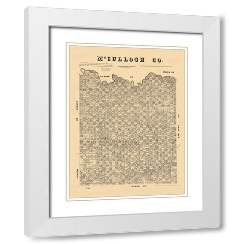 McCulloch County Texas - Walsh 1879 White Modern Wood Framed Art Print with Double Matting by Walsh