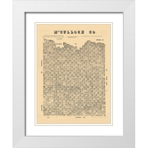 McCulloch County Texas - Walsh 1879 White Modern Wood Framed Art Print with Double Matting by Walsh