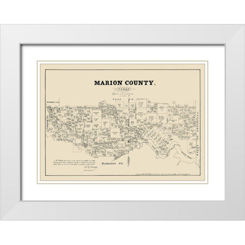 Marion County Texas - Walsh 1879 White Modern Wood Framed Art Print with Double Matting by Walsh