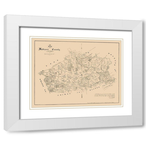 Madison County Texas - Walsh 1879 White Modern Wood Framed Art Print with Double Matting by Walsh