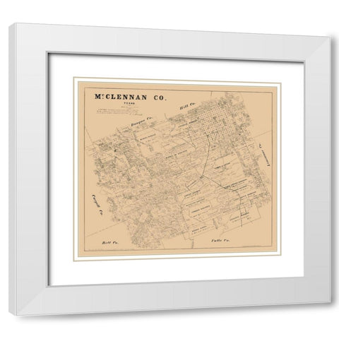 McLennan County Texas - Walsh 1880 White Modern Wood Framed Art Print with Double Matting by Walsh