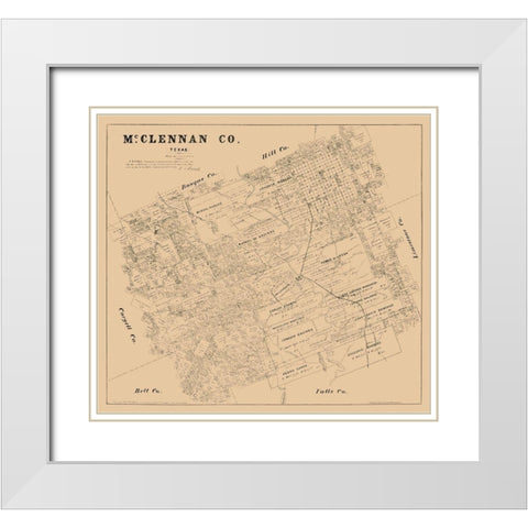 McLennan County Texas - Walsh 1880 White Modern Wood Framed Art Print with Double Matting by Walsh