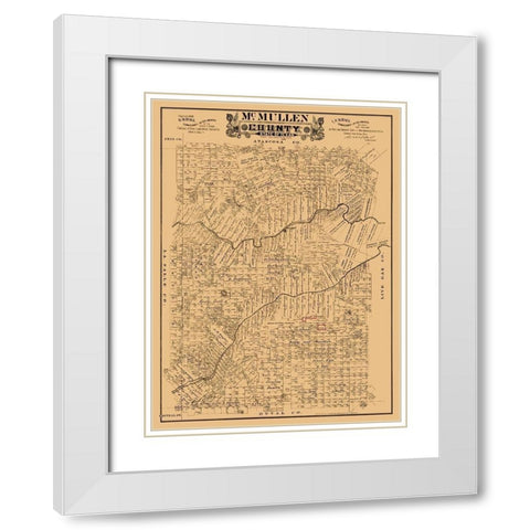 McMullen County Texas - Hall 1889 White Modern Wood Framed Art Print with Double Matting by Hall
