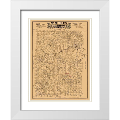 McMullen County Texas - Hall 1889 White Modern Wood Framed Art Print with Double Matting by Hall