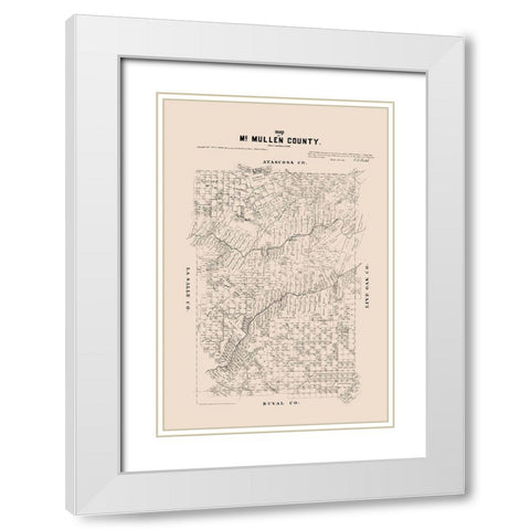 McMullen County Texas - Walsh 1879 White Modern Wood Framed Art Print with Double Matting by Walsh