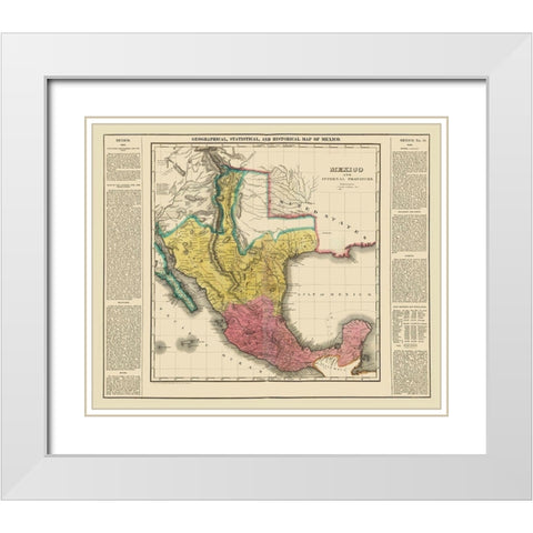 Mexico - Internal Provinces - Texas - Carey 1822 White Modern Wood Framed Art Print with Double Matting by Carey