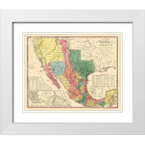 Texas - Mexico - Tanner 1847 White Modern Wood Framed Art Print with Double Matting by Tanner