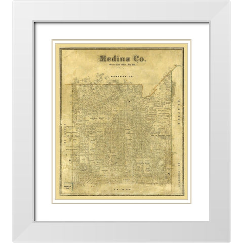 Medina County Texas - Blau 1880 White Modern Wood Framed Art Print with Double Matting by Blau