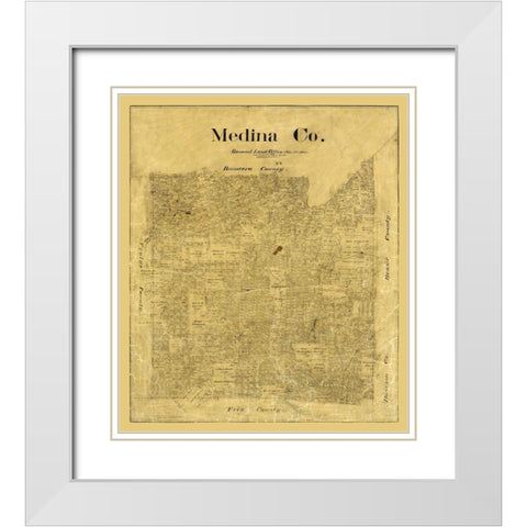 Medina County Texas - Rowe 1895 White Modern Wood Framed Art Print with Double Matting by Rowe