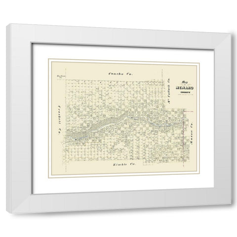 Menard County Texas -1871 White Modern Wood Framed Art Print with Double Matting by Unknown