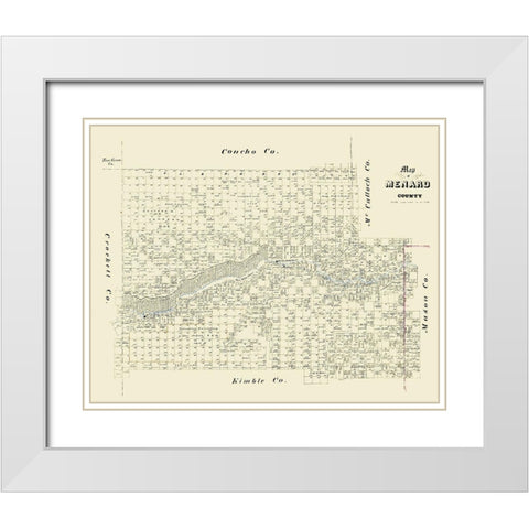 Menard County Texas -1871 White Modern Wood Framed Art Print with Double Matting by Unknown