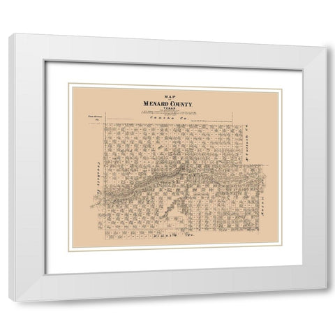 Menard County Texas - Walsh 1879 White Modern Wood Framed Art Print with Double Matting by Walsh