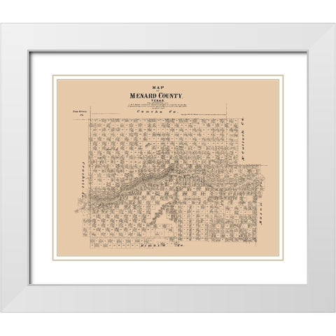 Menard County Texas - Walsh 1879 White Modern Wood Framed Art Print with Double Matting by Walsh