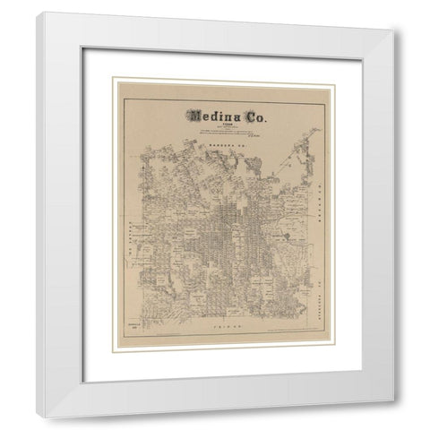 Medina County Texas - Walsh 1879 White Modern Wood Framed Art Print with Double Matting by Walsh