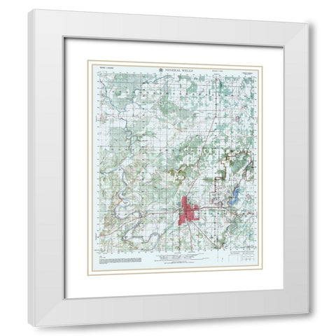 Mineral Wells Texas Sheet - US Army 1960 White Modern Wood Framed Art Print with Double Matting by US Army