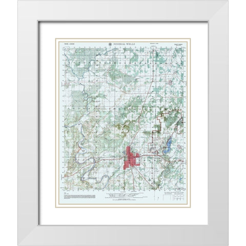 Mineral Wells Texas Sheet - US Army 1960 White Modern Wood Framed Art Print with Double Matting by US Army