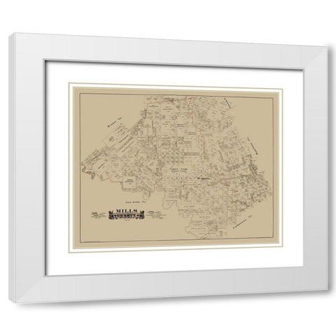 Mills County Texas - Hall 1888 White Modern Wood Framed Art Print with Double Matting by Hall
