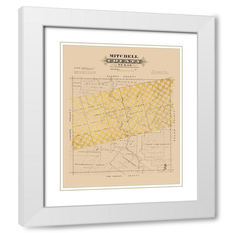 Mitchell County Texas - Gast 1870 White Modern Wood Framed Art Print with Double Matting by Gast