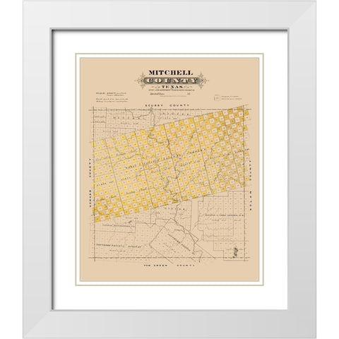 Mitchell County Texas - Gast 1870 White Modern Wood Framed Art Print with Double Matting by Gast