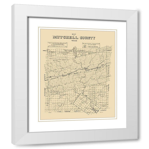Mitchell County Texas - Abrams 1890 White Modern Wood Framed Art Print with Double Matting by Abrams