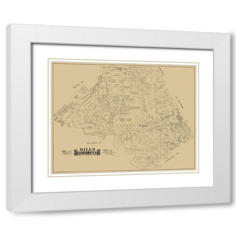 Mills County Texas - Hall 1888 White Modern Wood Framed Art Print with Double Matting by Hall