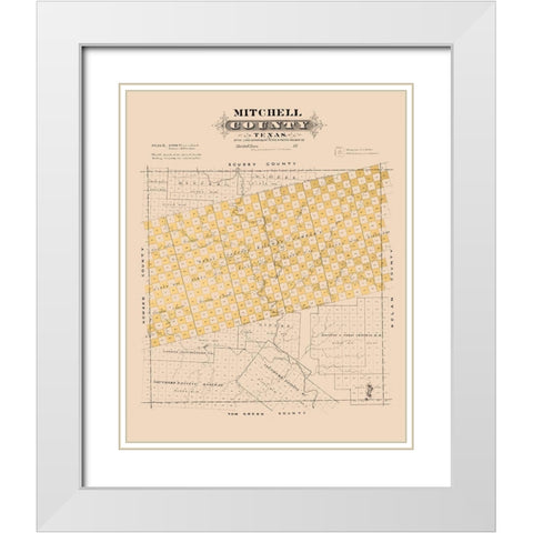 Mitchell County Texas - Gast 1870 White Modern Wood Framed Art Print with Double Matting by Gast