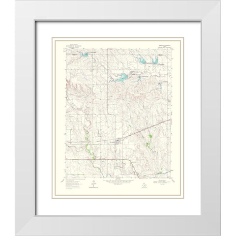 Mobeetie Texas Quad - USGS 1966 White Modern Wood Framed Art Print with Double Matting by USGS