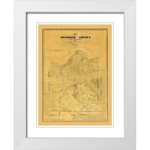 Montague County Texas - Rosenberg 1858 White Modern Wood Framed Art Print with Double Matting by Rosenberg