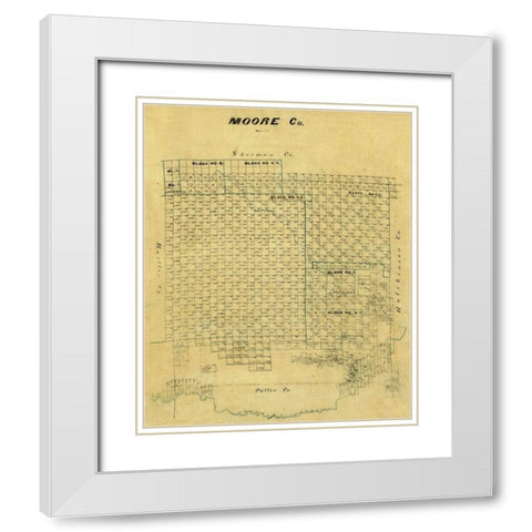 Moore County Texas -1878 White Modern Wood Framed Art Print with Double Matting by Unknown