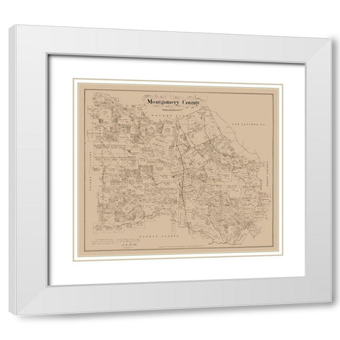 Montgomery County Texas - Walsh 1880 White Modern Wood Framed Art Print with Double Matting by Walsh