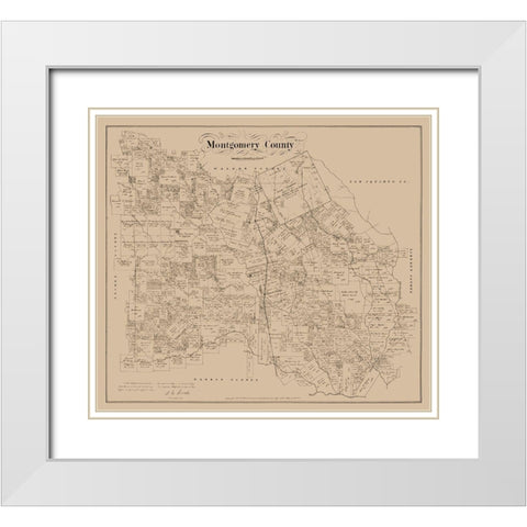 Montgomery County Texas - Walsh 1880 White Modern Wood Framed Art Print with Double Matting by Walsh