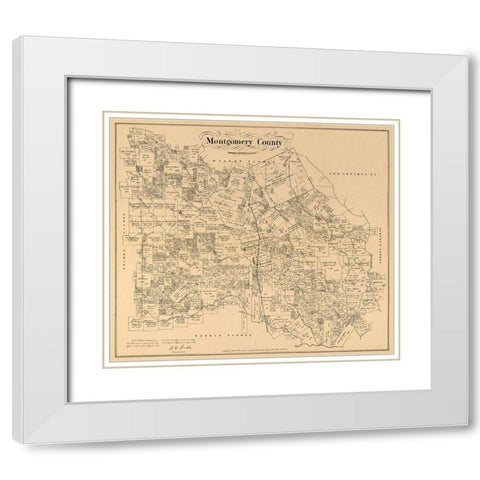 Montgomery County Texas - Walsh 1880 White Modern Wood Framed Art Print with Double Matting by Walsh