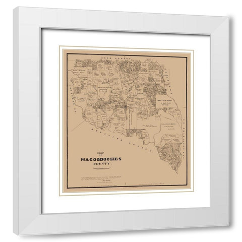Nacogdoches County Texas - Walsh 1881 White Modern Wood Framed Art Print with Double Matting by Walsh