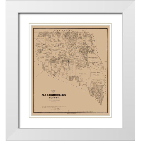 Nacogdoches County Texas - Walsh 1881 White Modern Wood Framed Art Print with Double Matting by Walsh