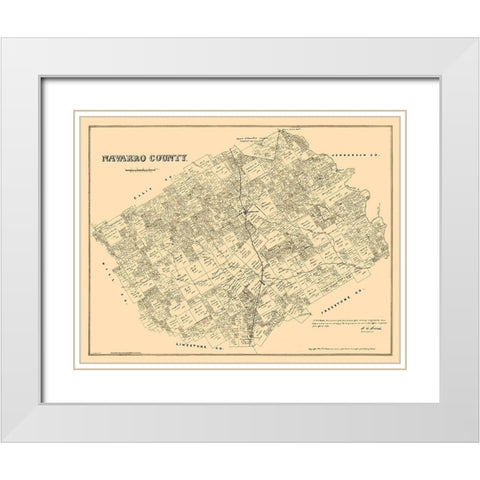 Navarro County Texas - Walsh 1880 White Modern Wood Framed Art Print with Double Matting by Walsh