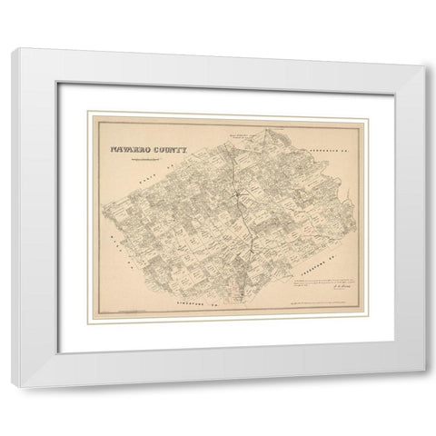 Navarro County Texas - Walsh 1880 White Modern Wood Framed Art Print with Double Matting by Walsh