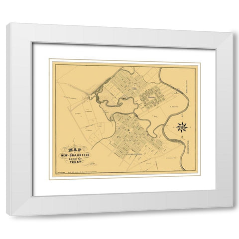 New Braunfels Texas Landowner - Groos 1868 White Modern Wood Framed Art Print with Double Matting by Groos