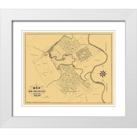 New Braunfels Texas Landowner - Groos 1868 White Modern Wood Framed Art Print with Double Matting by Groos