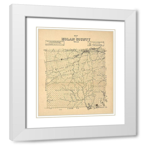 Nolan County Texas -1890 White Modern Wood Framed Art Print with Double Matting by Unknown