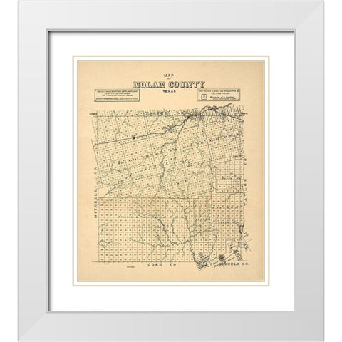 Nolan County Texas -1890 White Modern Wood Framed Art Print with Double Matting by Unknown