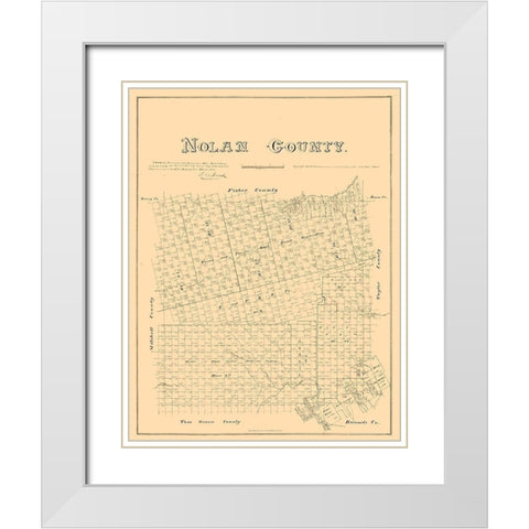 Nolan County Texas - Walsh 1880 White Modern Wood Framed Art Print with Double Matting by Walsh