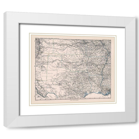 North Texas - Perthes 1872 White Modern Wood Framed Art Print with Double Matting by Perthes