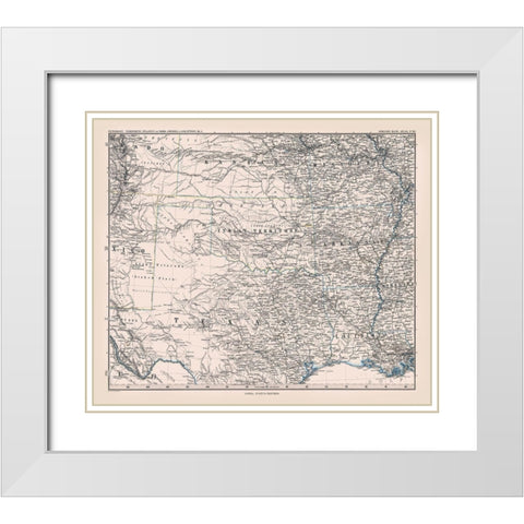 North Texas - Perthes 1872 White Modern Wood Framed Art Print with Double Matting by Perthes