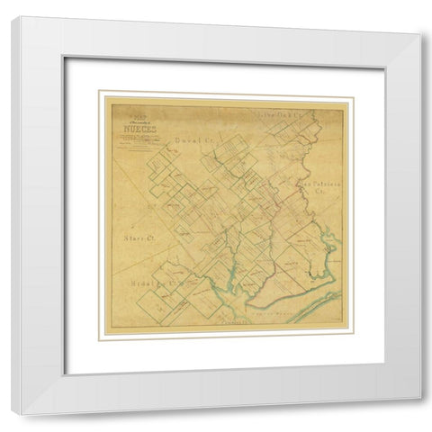 Nueces County Texas - Blucher 1859 White Modern Wood Framed Art Print with Double Matting by Blucher