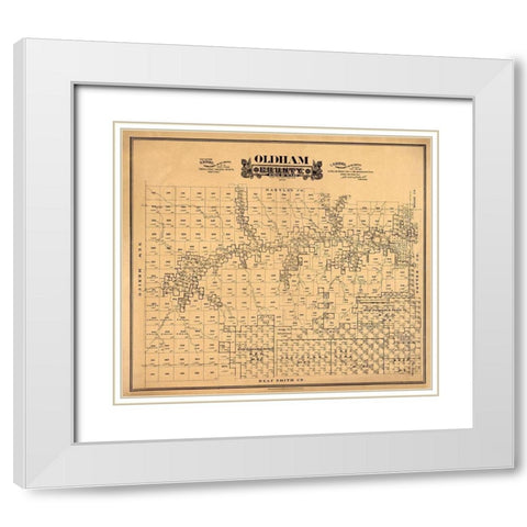 Oldham County Texas - Hall 1888 White Modern Wood Framed Art Print with Double Matting by Hall