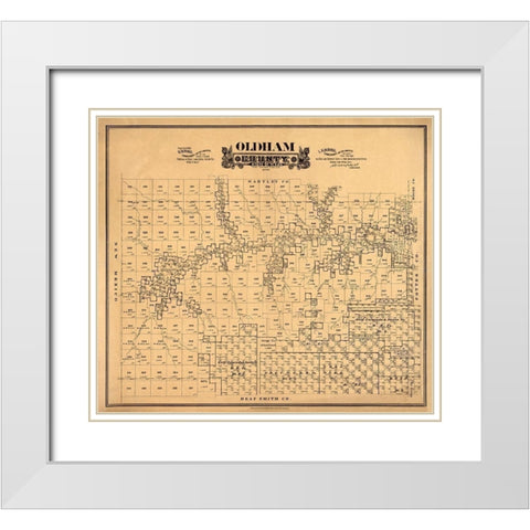 Oldham County Texas - Hall 1888 White Modern Wood Framed Art Print with Double Matting by Hall
